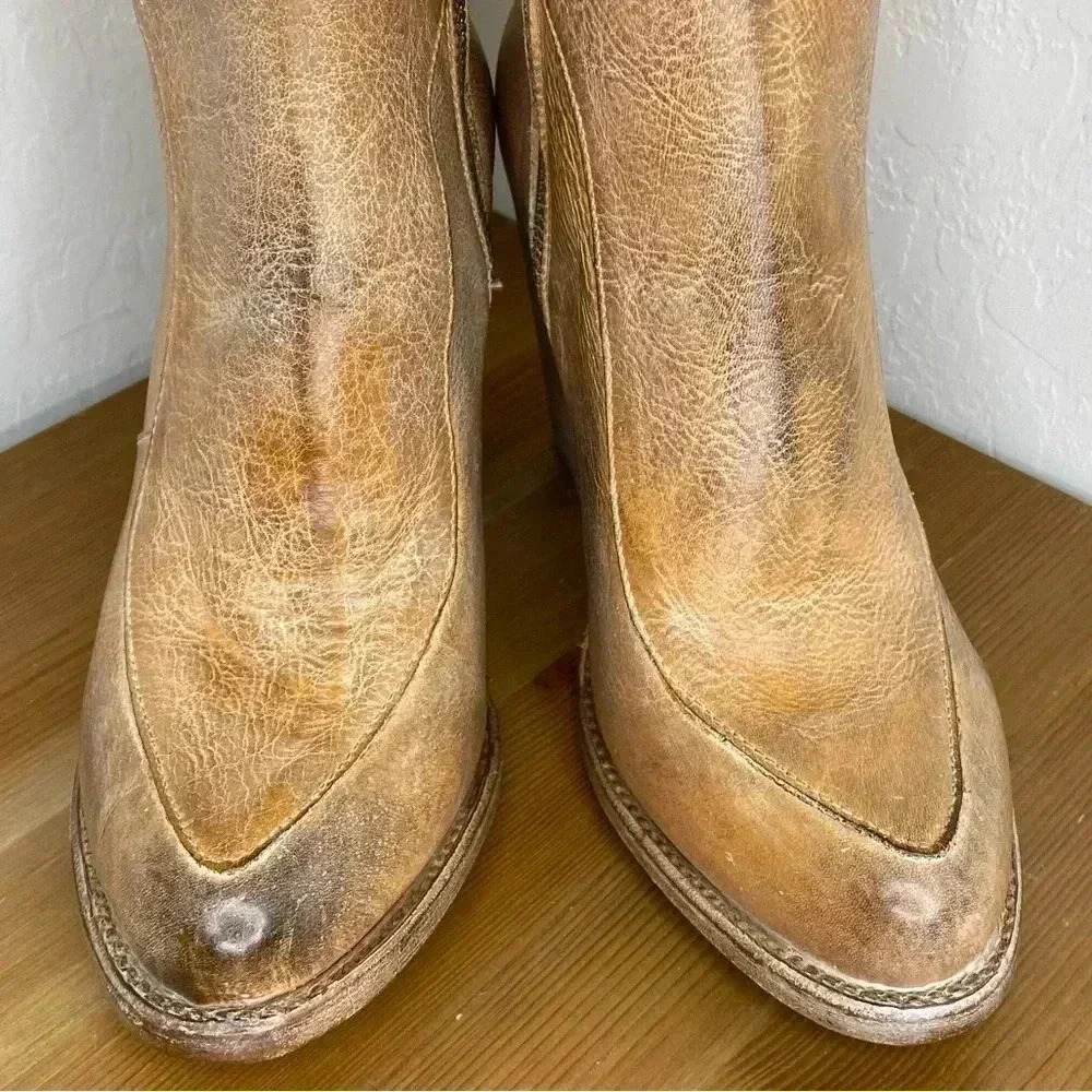 NEW BED STU Isla Tan Rustic Leather Booties Size 6 - Picture 7 of 10